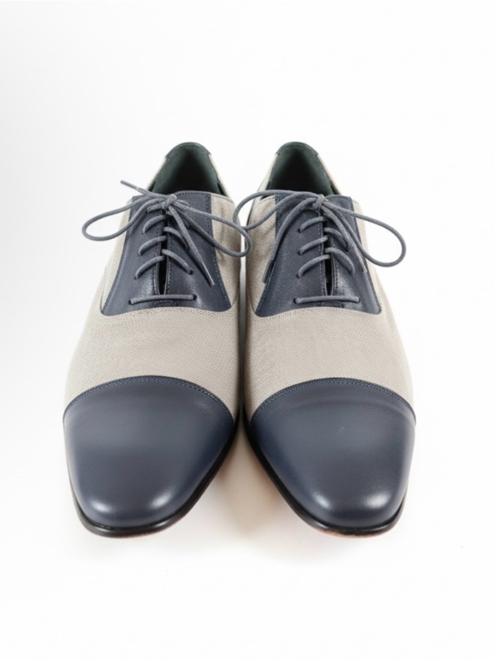 Men's Two-Tone Italian shoes.Uomo shoes stitched by hand . Gray & Navy